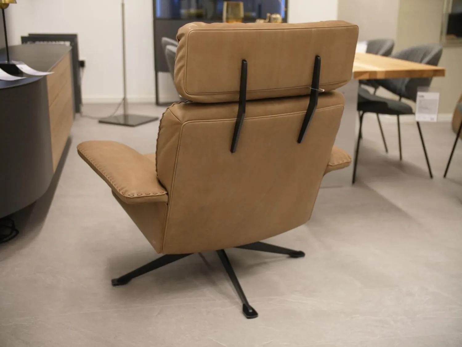 De Sede Relaxsessel|Hochlehnsessel DS-0031-111 Mit Hocker Leder Naturale 53 Noce 4-Sternfuß Schwarz Beschichtet