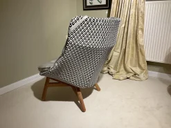 DEDON Loungemöbel|Loungemöbel|Hochlehnsessel Mbrace Stoff A 462 Cool Sage Grau Fasergeflecht Pepper Füße Teak Inklusive Hocker Und Kissen