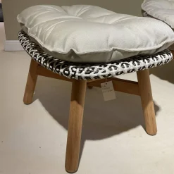 DEDON Loungemöbel|Loungemöbel|Hochlehnsessel Mbrace Stoff A 462 Cool Sage Grau Fasergeflecht Pepper Füße Teak Inklusive Hocker Und Kissen