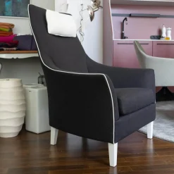 Bielefelder Werkstätten Relaxsessel|Hochlehnsessel Saloni Stoff Schwarz Palmira Cat. C 1640-191 Leder Weiß