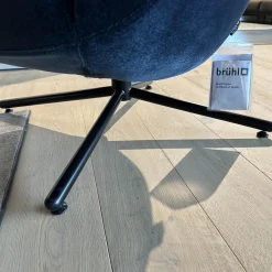 Brühl Relaxsessel|Hochlehnsessel Victor Stoff 4473 69 Dunkelblau Kreuzfuß Schwarz Inklusive Hocker