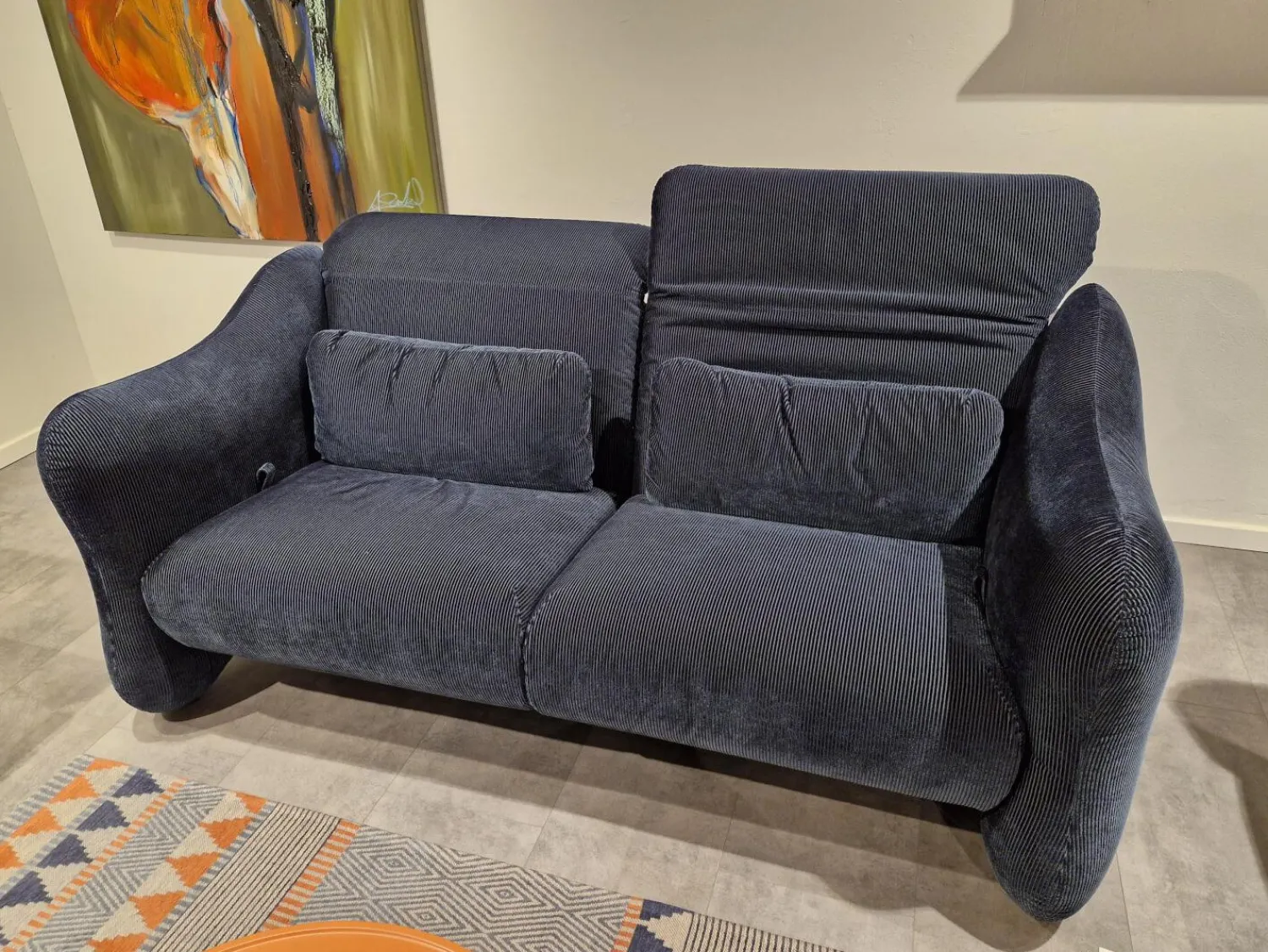 Brühl 2-Sitzer-Sofas|Hochlehnsofa Bongo Bay Stoff 4490 0069 Blau Neigungsverstellbar Mit Kissen