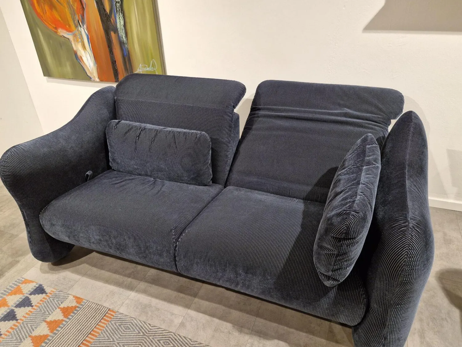 Brühl 2-Sitzer-Sofas|Hochlehnsofa Bongo Bay Stoff 4490 0069 Blau Neigungsverstellbar Mit Kissen