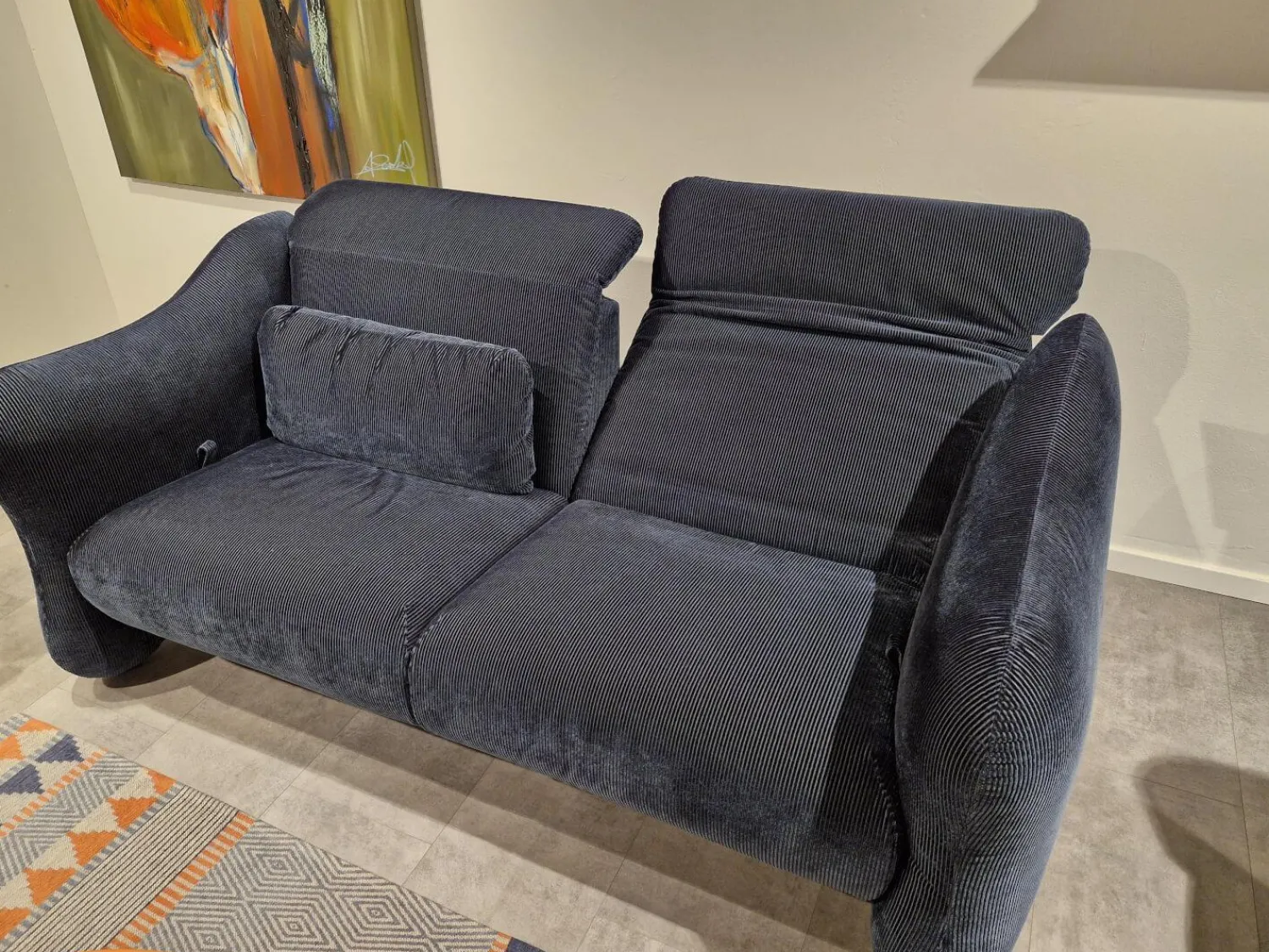 Brühl 2-Sitzer-Sofas|Hochlehnsofa Bongo Bay Stoff 4490 0069 Blau Neigungsverstellbar Mit Kissen