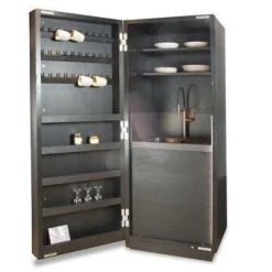 Riva1920 Vitrinen & Highboards|Hochschrank Cambusa Eiche Ohne Knoten Pigmentier Total Black Innen Eiche Ohne Knoten Geölt Pigmentiert