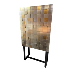 Christine Kröncke Vitrinen & Highboards|Hochschrank Shape 30 Collector Front Dark Beauty Quadrat Messing Brüniert Korpus Eiche Anthrazit Matt Lackiert Mit Beleuchtung