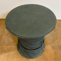 Walter Knoll Hocker & Sitzsäcke|Hocker Bellows 222 H1 Leder Vintage Blue Tourmaline Blau Grau Gestell Holzkonstruktion Mit Gasfeder