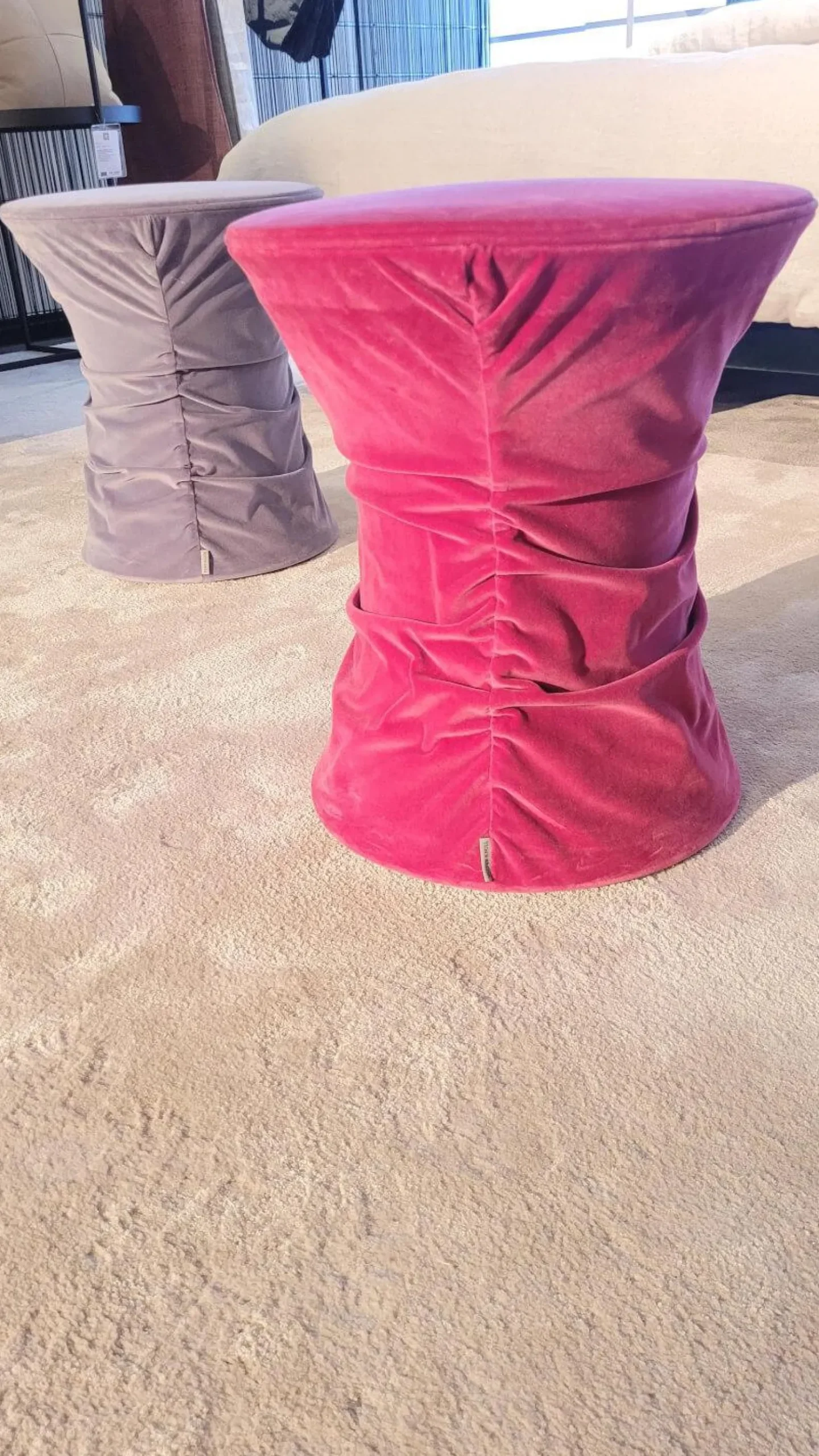 Walter Knoll Hocker & Sitzsäcke|Hocker Bellows Velourstoff Harald 2 612 Rose Rosa