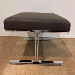 Walter Knoll Hocker & Sitzsäcke|Hocker Berlin Chair Leder Vintage 65 1410 Cigar Schwarz Gestell Profilstahl Hochglanz Verchromt