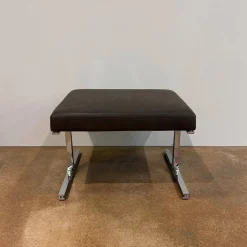 Walter Knoll Hocker & Sitzsäcke|Hocker Berlin Chair Leder Vintage 65 1410 Cigar Schwarz Gestell Profilstahl Hochglanz Verchromt