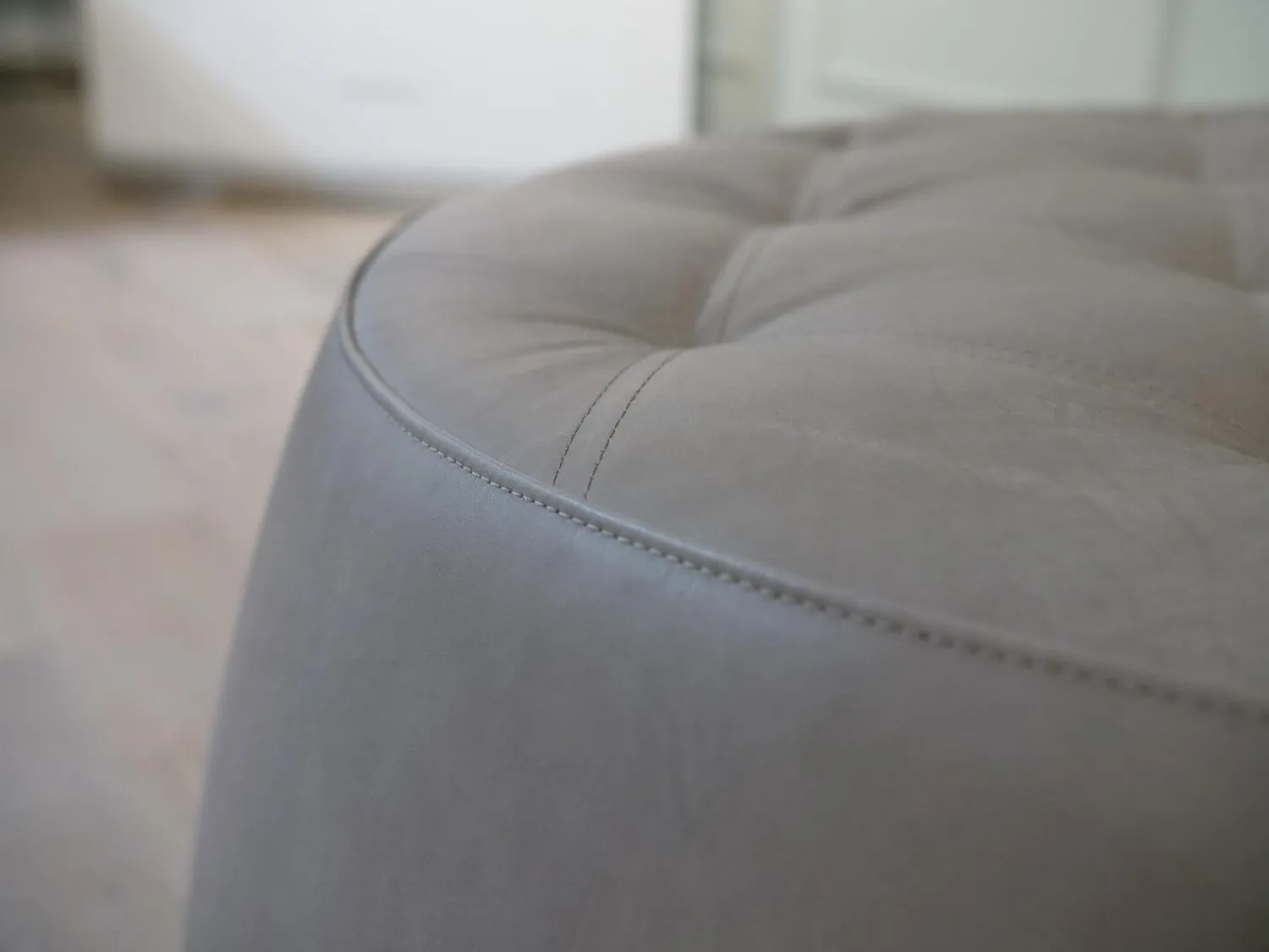 Signet Hocker & Sitzsäcke|Hocker Big Jack Bezug Leder Rancho Cora Grau Beige