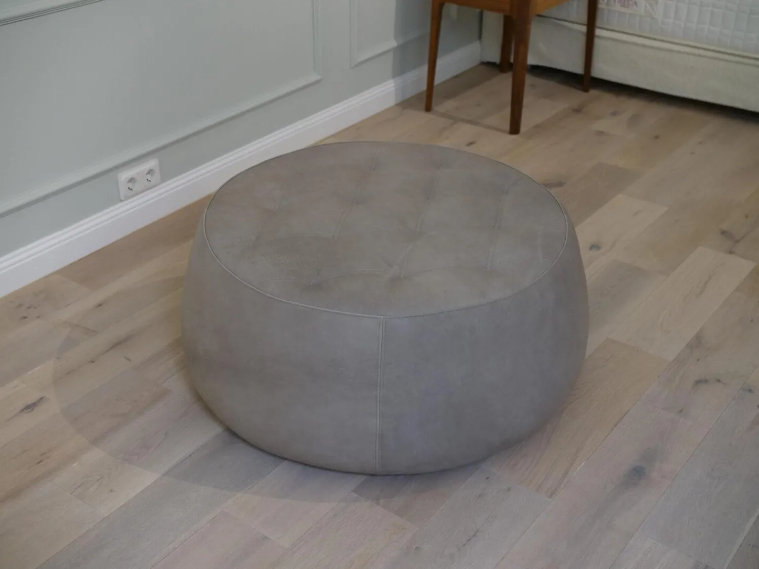 Signet Hocker & Sitzsäcke|Hocker Big Jack Bezug Leder Rancho Cora Grau Beige