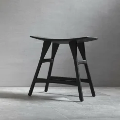 Ethnicraft Hocker & Sitzsäcke|Hocker Blackstone Osso Eiche Schwarz Lackiert