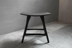 Ethnicraft Hocker & Sitzsäcke|Hocker Blackstone Osso Eiche Schwarz Lackiert