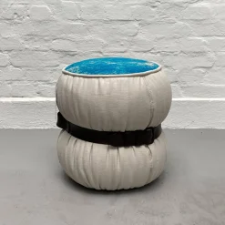 Moroso Hocker & Sitzsäcke|Hocker Chubby Chic Sitz Stoff Flock Türkis Weiß