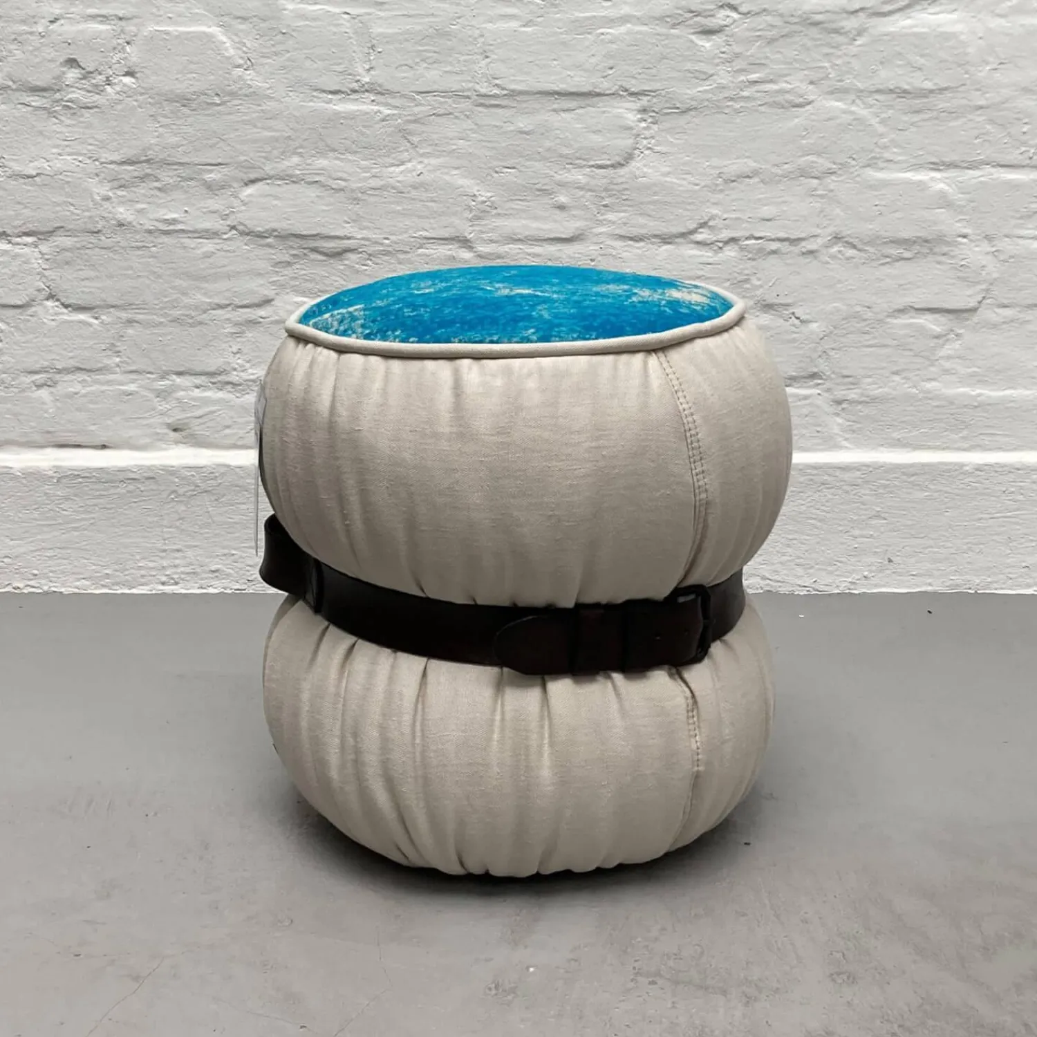 Moroso Hocker & Sitzsäcke|Hocker Chubby Chic Sitz Stoff Flock Türkis Weiß