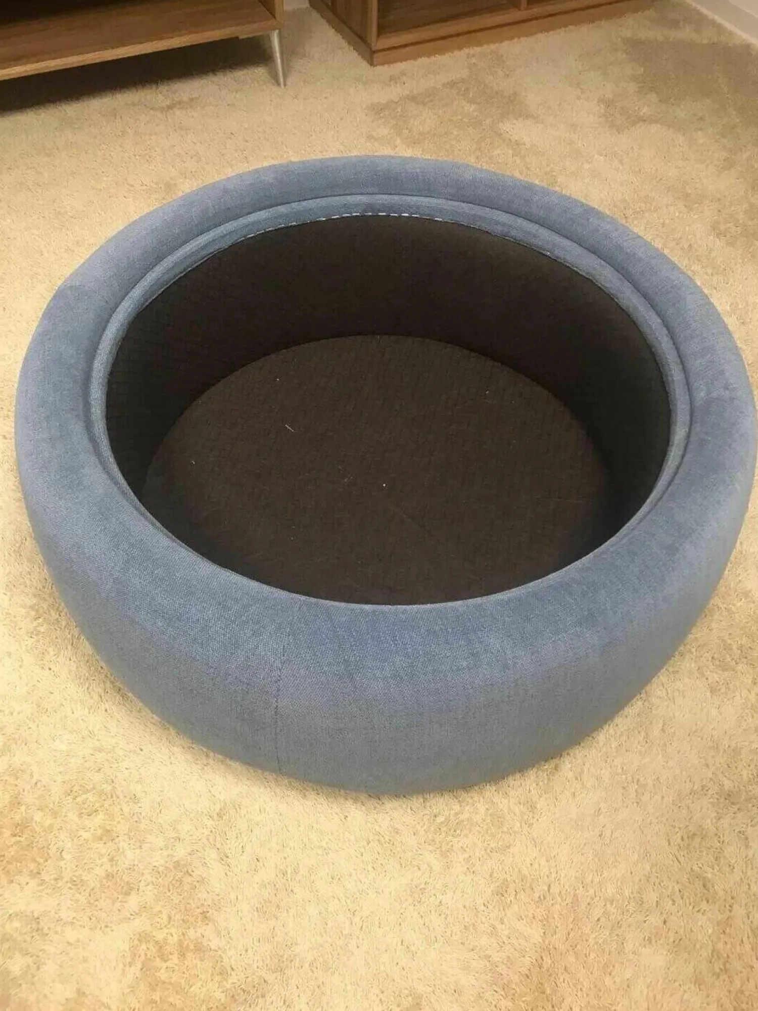 Troels Hocker & Sitzsäcke|Hocker Circle Stoff 490 Yeti Triton mit Wendbarer Platte D13 Eiche Natur Geölt