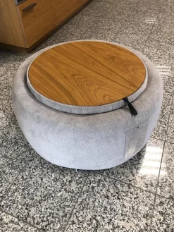 Troels Hocker & Sitzsäcke|Hocker Circle Stoff Yeti Triton Hellgrau Eiche Natur Geölt