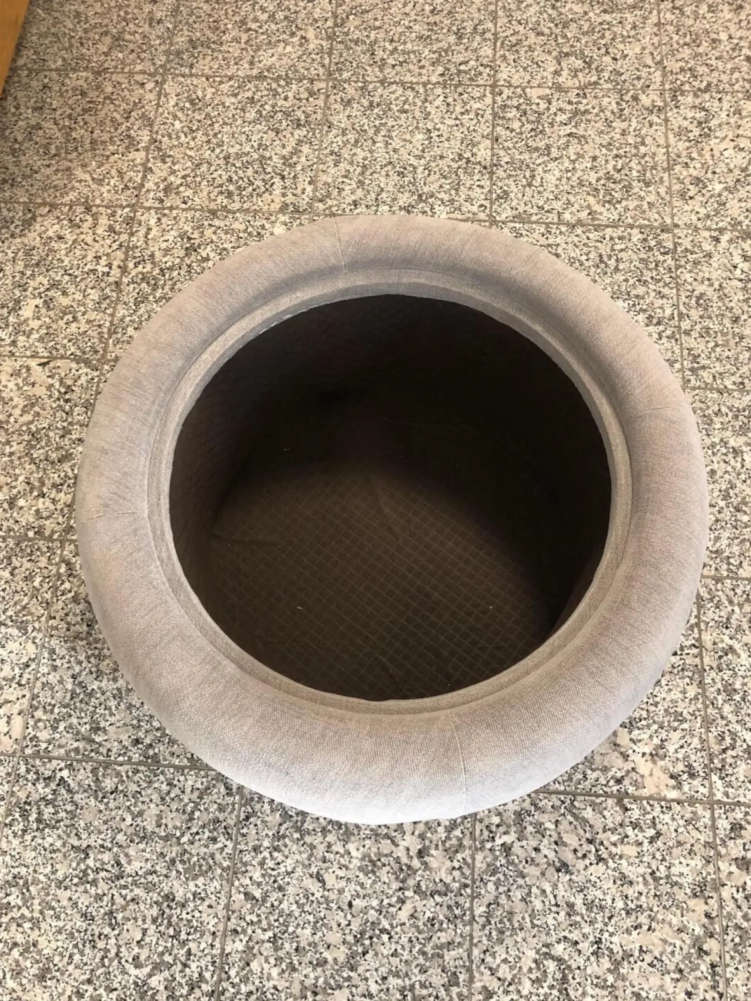 Troels Hocker & Sitzsäcke|Hocker Circle Stoff Yeti Triton Hellgrau Eiche Natur Geölt