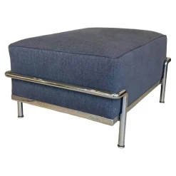 Cassina Hocker & Sitzsäcke|Hocker Designklassiker LC2 Stoff Grau Savanna 13E398 Stahlrohr Chrom