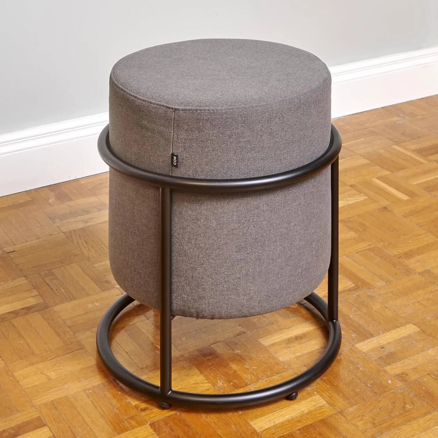 COR Hocker & Sitzsäcke|Hocker Drop 079100 Bezug Stoff 7205 Torf Braun Gestell M20 Schwarz Lack