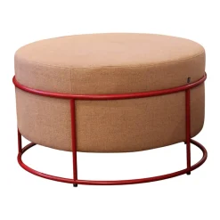 COR Hocker & Sitzsäcke|Hocker Drop Stapelbar Stoff 8307 Lachsrosa Beige Rosa Gestell Metall Rubinrot Lackiert Mit Filzgleitern