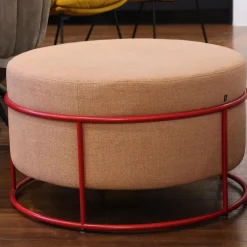 COR Hocker & Sitzsäcke|Hocker Drop Stapelbar Stoff 8307 Lachsrosa Beige Rosa Gestell Metall Rubinrot Lackiert Mit Filzgleitern