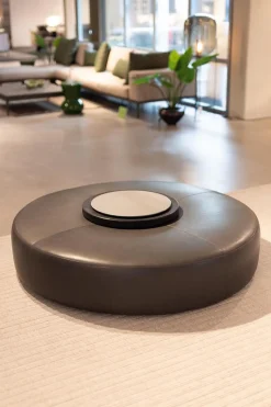 B&B Italia Hocker & Sitzsäcke|Hocker Harry Leder Kasia Eisengrau Füße Schwarz