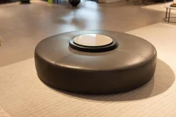 B&B Italia Hocker & Sitzsäcke|Hocker Harry Leder Kasia Eisengrau Füße Schwarz