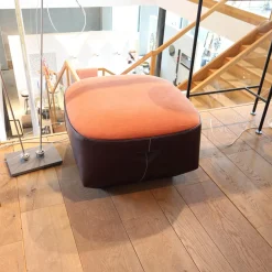 Walter Knoll Hocker & Sitzsäcke|Hocker Isanka Korpus Bezug Leder Saddle Coffee Sitzfläche Bezug Stoff Lino 7710 Crimson