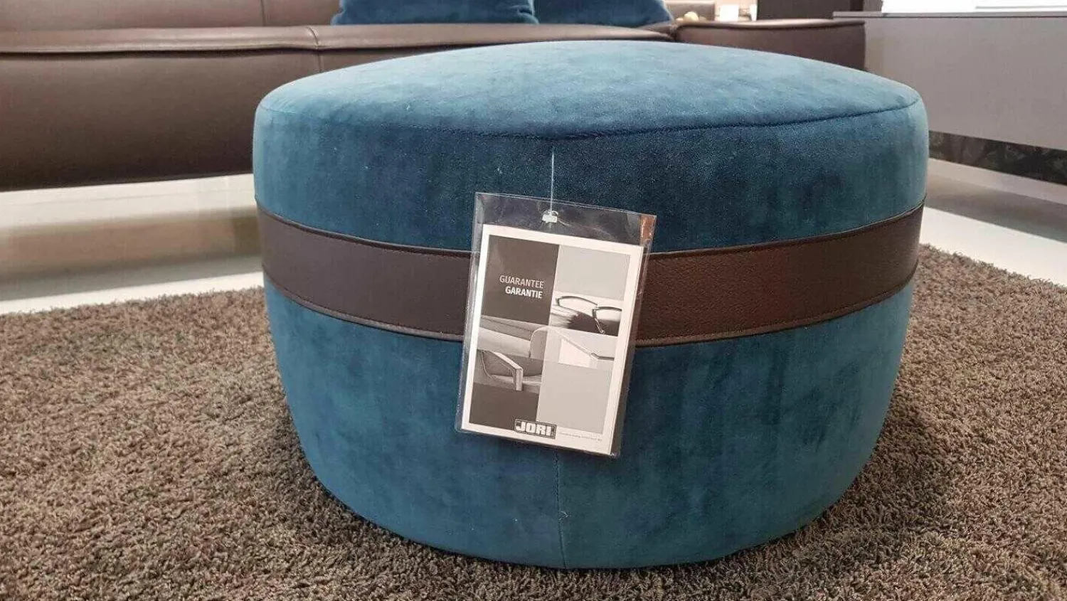 Jori Hocker & Sitzsäcke|Hocker Macaron Stoff F2a Vittoria C0058 Blau Kontraststreifen Leder