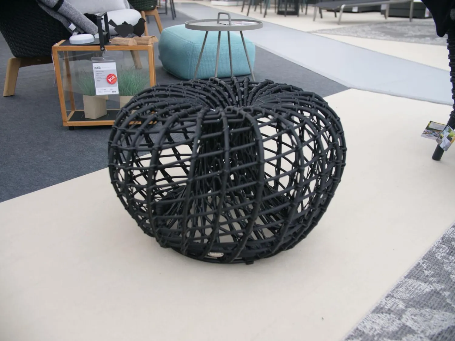 Cane Line Hocker & Sitzsäcke|Hocker Nest Weave Lava Grey Schwarz Grau