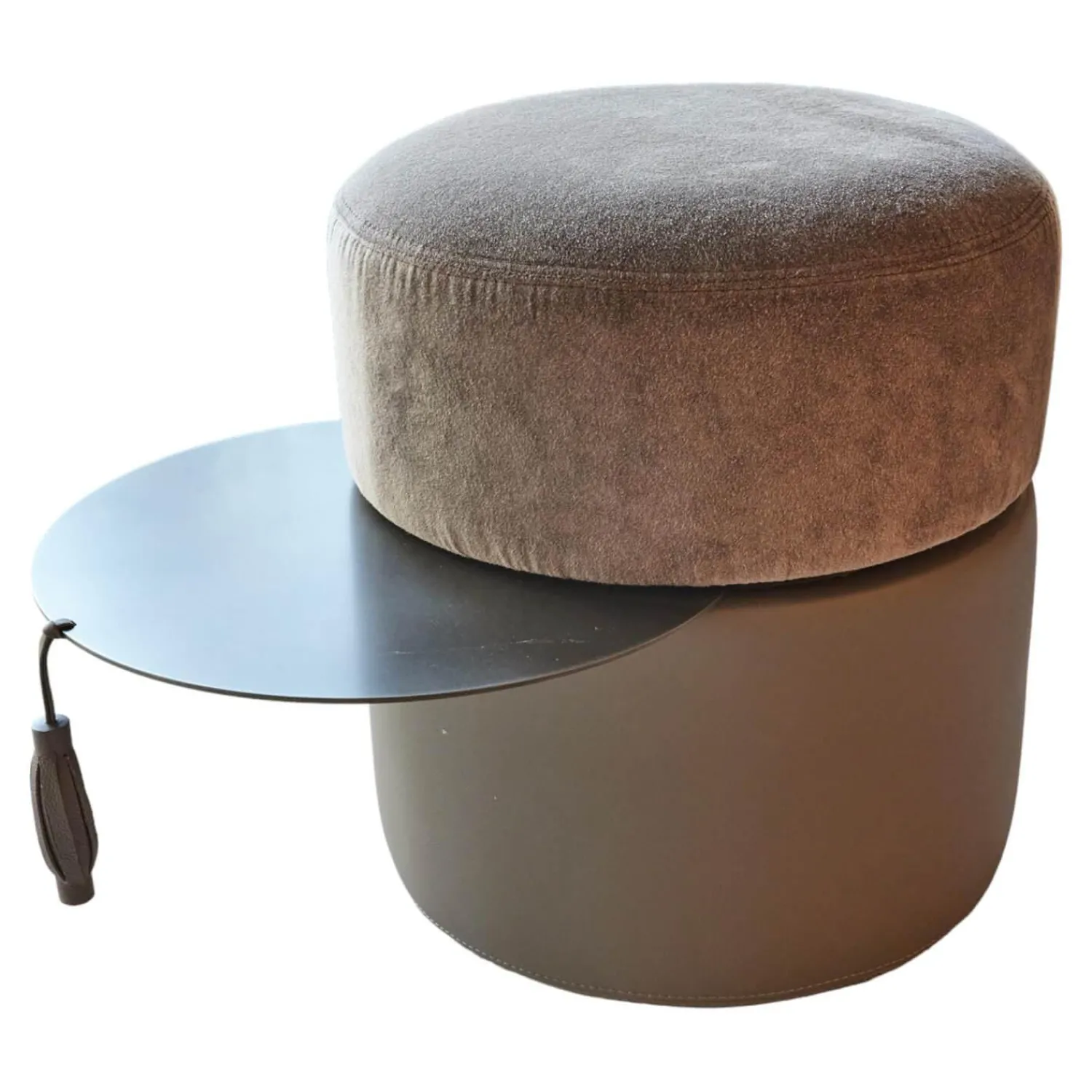 Giorgetti Hocker & Sitzsäcke|Hocker Otto Stoff Barkley 227 Farbe 44 Grau Mit Leder Ablage Gestell Metall