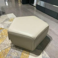 Jori Hocker & Sitzsäcke|Hocker Pentagono Leder Ovo Grau