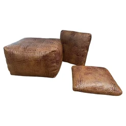 Machalke Hocker & Sitzsäcke|Hockerkissen Ming Leder Aligator Mocca Braun Mit Plaids