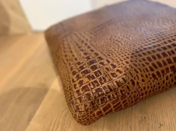 Machalke Hocker & Sitzsäcke|Hockerkissen Ming Leder Aligator Mocca Braun Mit Plaids