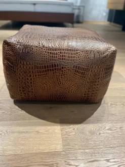 Machalke Hocker & Sitzsäcke|Hockerkissen Ming Leder Aligator Mocca Braun Mit Plaids