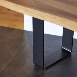 kf furniture Bänke|Holzbank Nussbaum Gestell Metall Schwarz