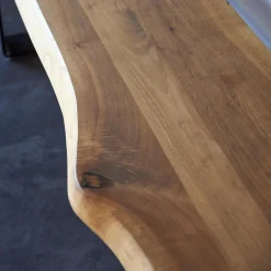 kf furniture Bänke|Holzbank Nussbaum Gestell Metall Schwarz