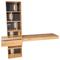 WK Wohnen Wohnwände & Tv-Lowboards|Homeoffice Regal WK 490 Baristo Asteiche Bianco Glas Anthrazit Mit Fächern Und Schubladen Inklusive LED Beleuchtung