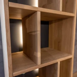 WK Wohnen Wohnwände & Tv-Lowboards|Homeoffice Regal WK 490 Baristo Asteiche Bianco Glas Anthrazit Mit Fächern Und Schubladen Inklusive LED Beleuchtung