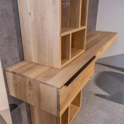 WK Wohnen Wohnwände & Tv-Lowboards|Homeoffice Regal WK 490 Baristo Asteiche Bianco Glas Anthrazit Mit Fächern Und Schubladen Inklusive LED Beleuchtung