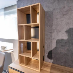 WK Wohnen Wohnwände & Tv-Lowboards|Homeoffice Regal WK 490 Baristo Asteiche Bianco Glas Anthrazit Mit Fächern Und Schubladen Inklusive LED Beleuchtung