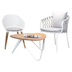 Gescova Essgruppen|Joval Indoor Tisch Plektron Eiche Massiv Gestell Weiß Pulverbeschichtet Mit Stuhl Eden Und Stuhl Kopenhagen