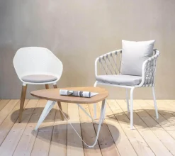 Gescova Essgruppen|Joval Indoor Tisch Plektron Eiche Massiv Gestell Weiß Pulverbeschichtet Mit Stuhl Eden Und Stuhl Kopenhagen