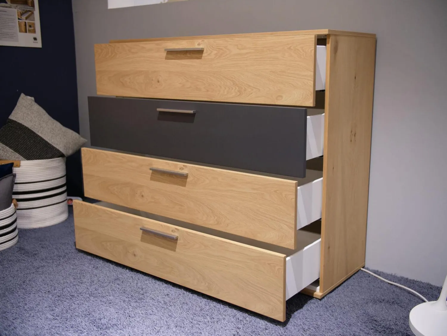 Disselkamp Kommoden & Sideboards|Jumbo-Kommode Montreal Balkeneiche Lack Basalt Grau