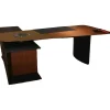 Walter Knoll Schreibtische & Sekretäre|Keypiece Communication Desk Nussbaum Höhenverstellbar Mit Leder Ein- Und Auflagen