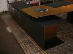 Walter Knoll Schreibtische & Sekretäre|Keypiece Communication Desk Nussbaum Höhenverstellbar Mit Leder Ein- Und Auflagen