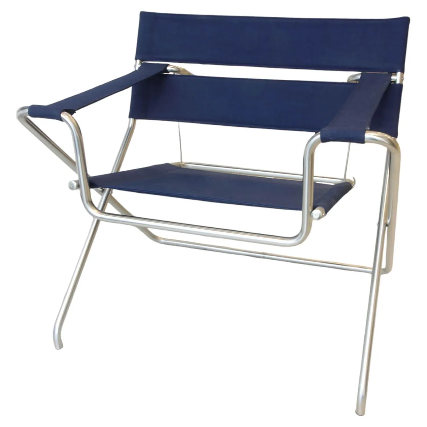 Tecta Einzelstühle|Klappsessel D4E Bezug Cora Dunkelblau Gestell Edelstahl Wetterfest