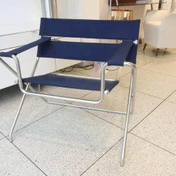 Tecta Einzelstühle|Klappsessel D4E Bezug Cora Dunkelblau Gestell Edelstahl Wetterfest